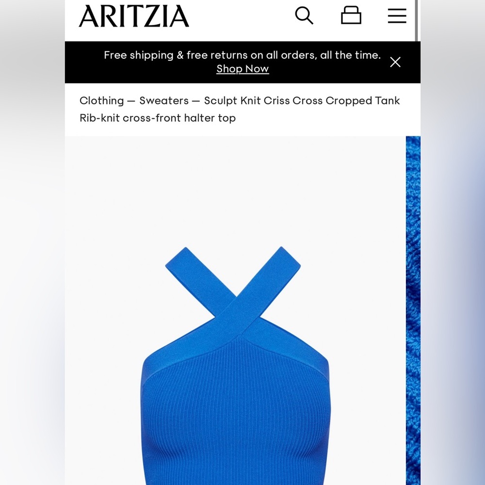 Aritzia Babaton Sculpt Knit Criss Cross Cropped Tank (size M)